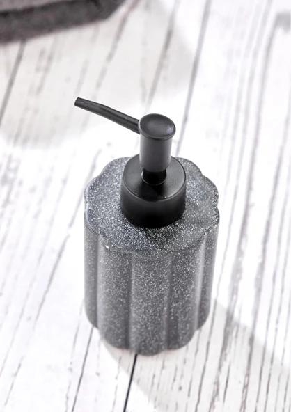 Taş Desenli Seramik Sıvı Sabunluk - Banyo Mutfak Sıvı Sabunluğu - 250 ML, Yuvarlak - 8