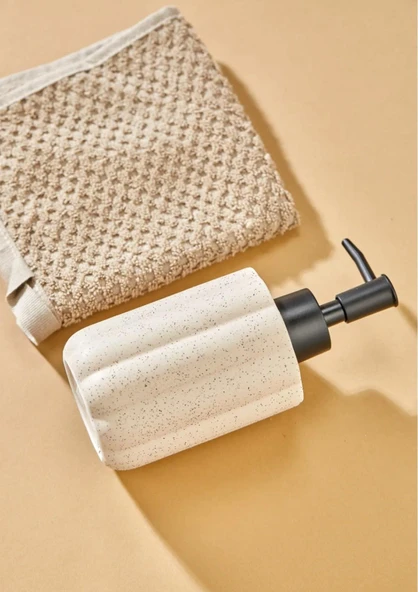 Taş Desenli Seramik Sıvı Sabunluk - Banyo Mutfak Sıvı Sabunluğu - 250 ML, Yuvarlak - 5