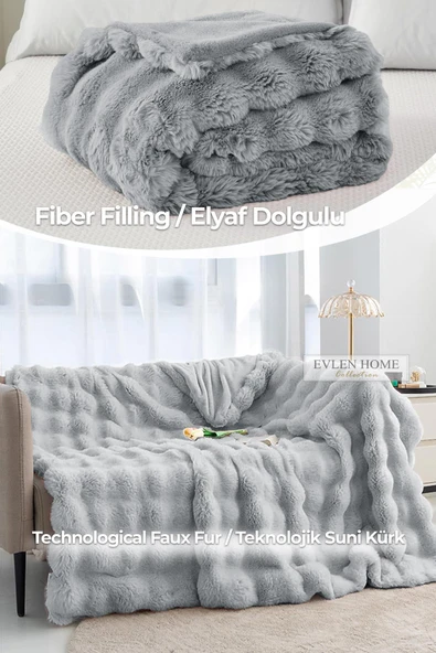 Yatak Örtüsü Seti Tek Kişilik Peluş Yumuşak Yorgan Wellsoft 2 Parça Loria Gri - 5