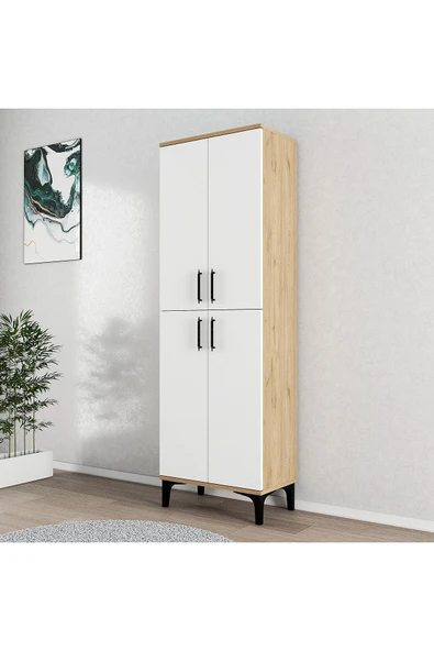 Ferniso Mobilya 4 Kapak 6 Bölmeli Ayakkabılık Ud-Beyaz