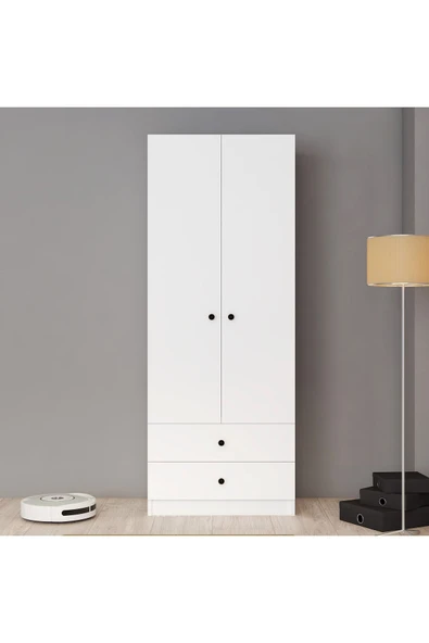 Ferniso Mobilya 2 Kapılı 2 Çekemceli Gardolap Beyaz - 3