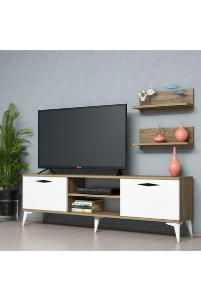 Ferniso Mobilya 160 cm Tv Ünitesi (Raflı) Hud-Beyaz - 3