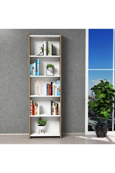 Ferniso Mobilya 5 Bölmeli Kitaplık Hud-Beyaz - 2