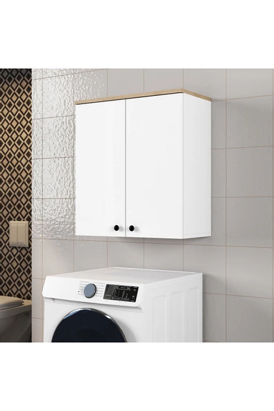 Ferniso Mobilya Banyo Dolabı 2 Kapaklı Beyaz-Ceviz