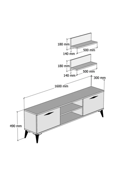Ferniso Mobilya 160 cm Tv Ünitesi (Raflı) Hud-Beyaz - 4