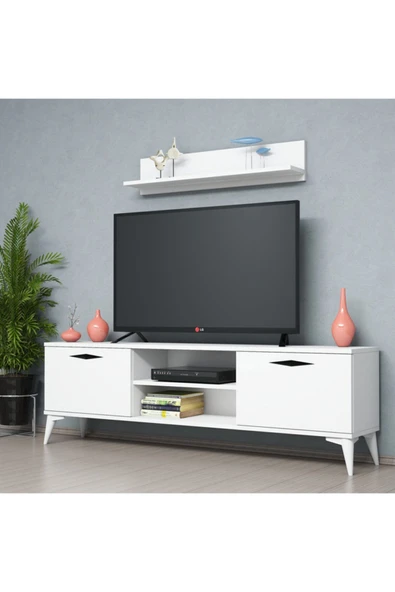 Ferniso Mobilya 160 cm Tv Ünitesi ( Raflı) Full Beyaz