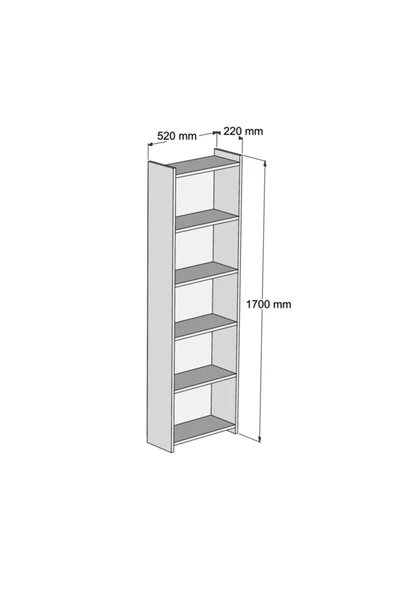 Ferniso Mobilya 5 Bölmeli Kitaplık Beyaz - 2