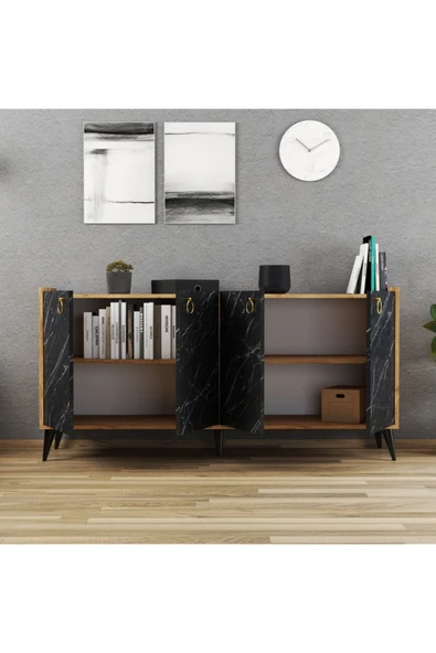 Ferniso Mobilya 165 Cm Konsol Çam-Mermer Desen - 3