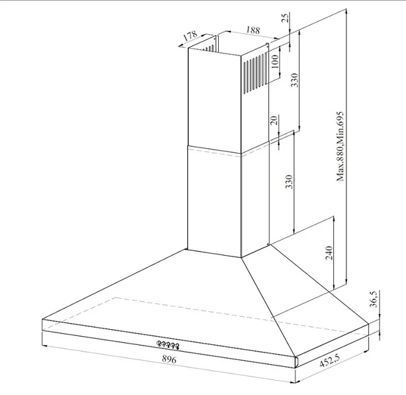 Gl General 90cm Inox Kuzine Set (GLF9050X Desire 90 Kuzine Fırın-GLD 041X Davlumbaz) - Resim 6