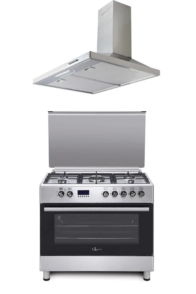 Gl General 90cm Inox Kuzine Set (GLF9050X Desire 90 Kuzine Fırın-GLD 041X Davlumbaz) - Resim 1