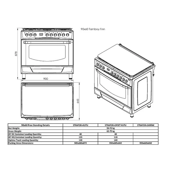 Gl General 90cm Inox Kuzine Set (GLF9050X Desire 90 Kuzine Fırın-GLD 041X Davlumbaz) - Resim 3