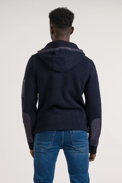 Regular Fit Kapşonlu Yan Fermuarlı Cepli Peluş Sweatshirt - 4