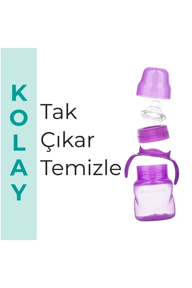 Damlatmaz Eğitici Kulplu Bardak, 160 Ml, Mor, 6 Ay , 1 Adet - 6