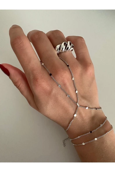 Gümüş Renk Sf Ezme Zincir Gold Pullu Ince Zincir Şahmeran - 3220 - 2