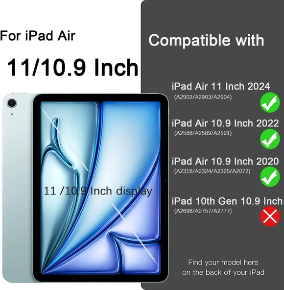 Apple İPad Air 11 inç M2 2024 Uyumlu Kılıf Pen Slot Charging Case Kalem Bölmeli A2902 A2903 A2904   Açık Mavi - 5