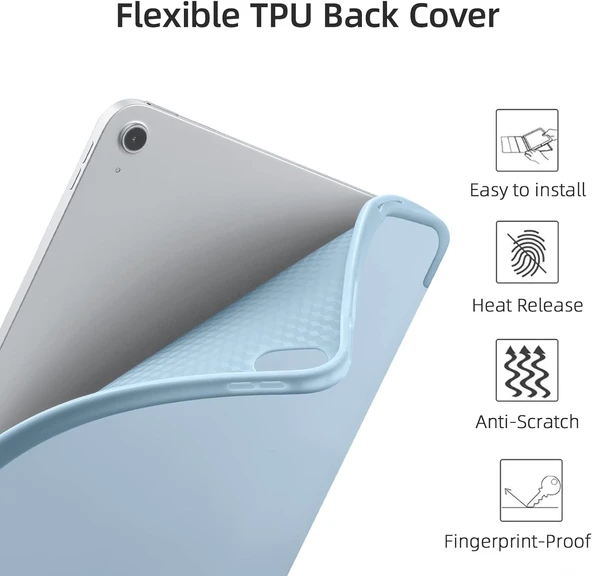 Apple İPad Air 11 inç M2 2024 Uyumlu Kılıf Pen Slot Charging Case Kalem Bölmeli A2902 A2903 A2904   Açık Mavi - 7