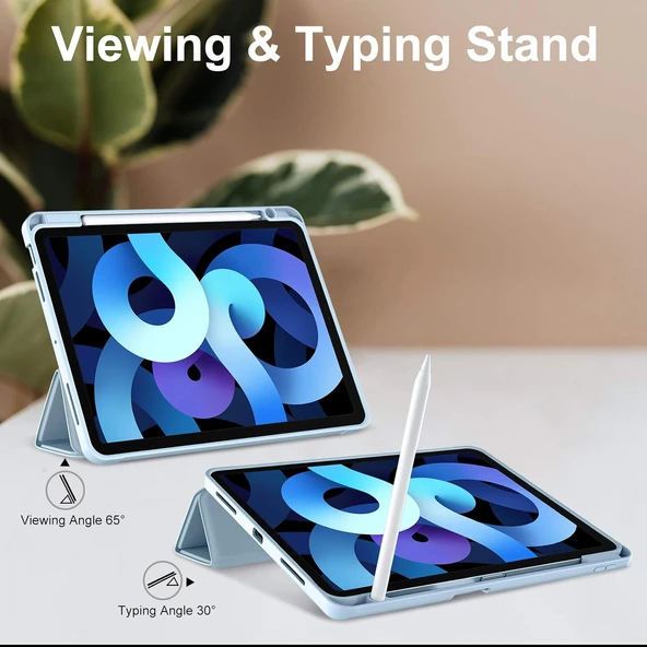 Apple İPad Air 11 inç M2 2024 Uyumlu Kılıf Pen Slot Charging Case Kalem Bölmeli A2902 A2903 A2904   Açık Mavi - 4