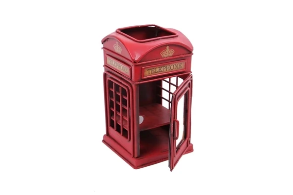 Dekoratif Metal Londra Telefon Kulübesi Kalemlik Ve Çerçeveli - 4
