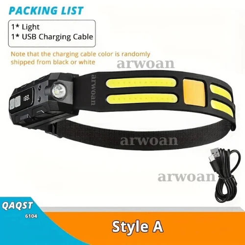 arwoan Sensörlü Ultra Parlak LED+COB Baş Lambası - Şarj Edilebilir, Ayarlanabilir Işın, Şarj Edilebilir Kafa Lambası