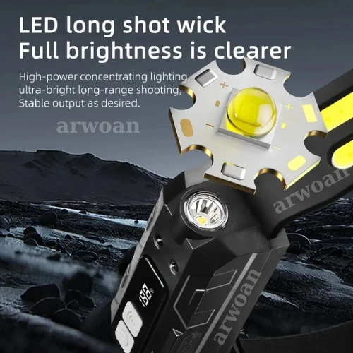 arwoan Sensörlü Ultra Parlak LED+COB Baş Lambası - Şarj Edilebilir, Ayarlanabilir Işın, Şarj Edilebilir Kafa Lambası - 2
