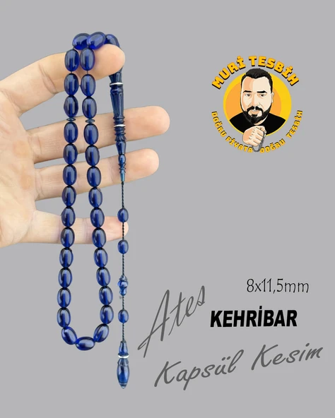 GÜMÜŞ TASARIM ATEŞ KEHRİBAR KAPSÜL KESİM 8X11,50