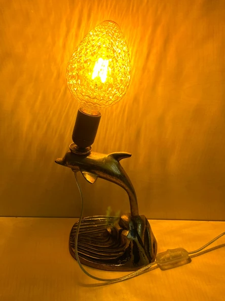 PİRİNÇ LAMBA CAM LAMBA AĞIR MASA LAMBASI GECE LAMBASI