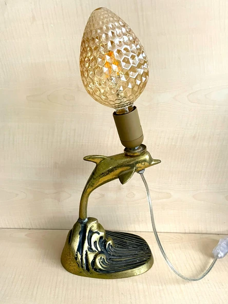 PİRİNÇ LAMBA CAM LAMBA AĞIR MASA LAMBASI GECE LAMBASI - 2