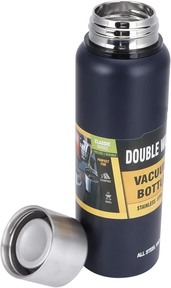 Perlotus 304 L Çelik 750 ml Vakumlu Lacivert Kamp ve Piknik Termosu - 4