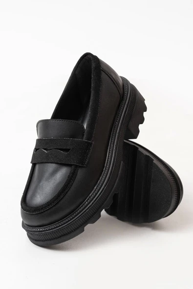 746-759 Siyah Günlük Yüksek Tabanlı Loafer Ayakkabı - 3
