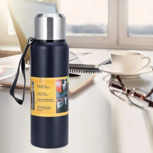Perlotus 304 L Çelik 750 ml Vakumlu Lacivert Kamp ve Piknik Termosu - 3