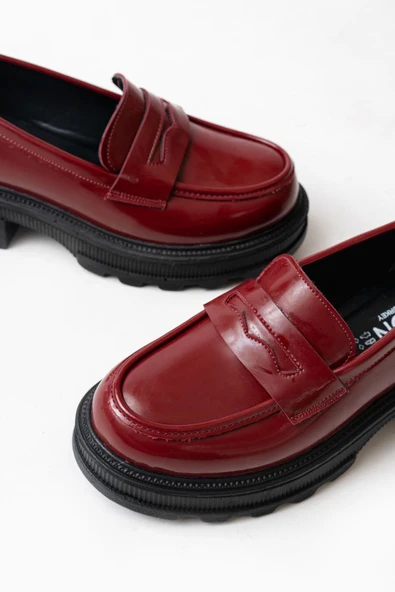 746-759 Bordo Rugan Günlük Yüksek Tabanlı Loafer Ayakkabı - 3