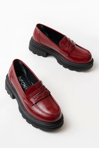 746-759 Bordo Rugan Günlük Yüksek Tabanlı Loafer Ayakkabı - 5