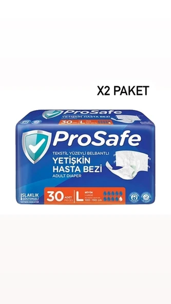 Prosafe Belbantlı Büyük Boy L 30'lu 2 Adet Hasta Bezi