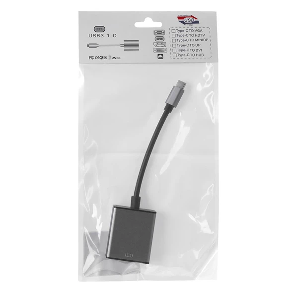 Hytech HY-USBC53 1080P Metal Type-C to VGA Adaptör - 2
