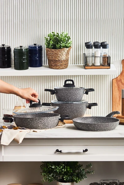 Gris Biogranit 7 Parça Tencere Seti 5049SERI - 3