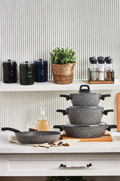 Gris Biogranit 7 Parça Tencere Seti 5049SERI - 4