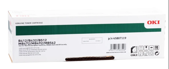 OKI 45807102 TONER - B412 B432 B512 MB472 MB492 MB562 - 3000 SAYFA