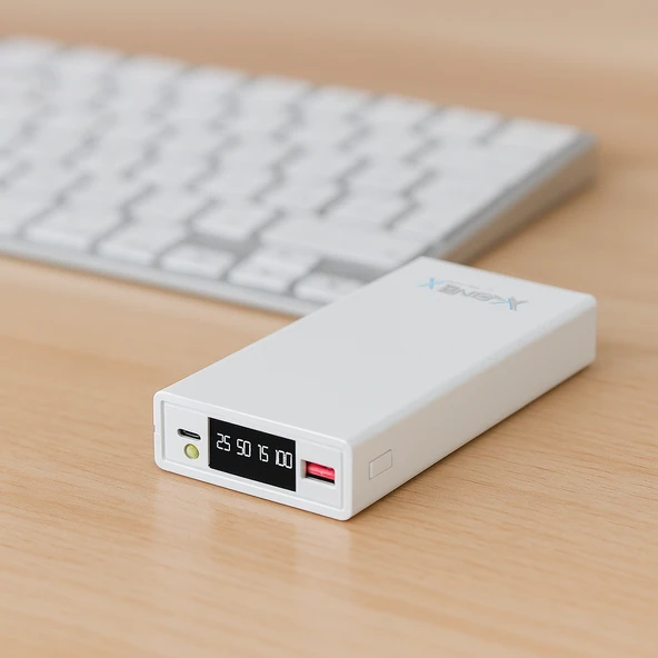 Enerx ENR-P2025DC 20.000 mAh 2.1A Led Göstergeli Powerbank Beyaz - Resim 4