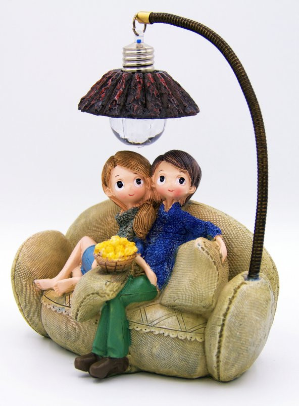 thekilig Mutlu Çift Aşıklar Biblo - Sevgili Işıklı Biblo - Koltukta Film İzleyen Aşıklar - 1