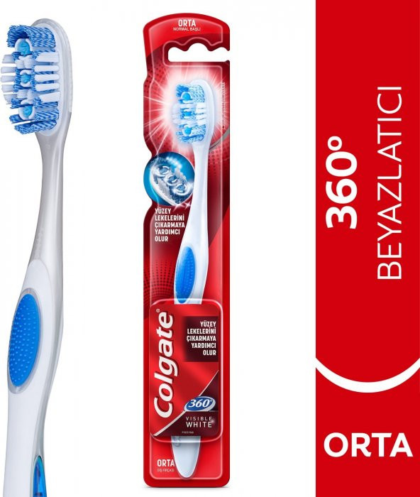 Colgate 360 Visible White Beyazlatıcı Orta Diş Fırçası