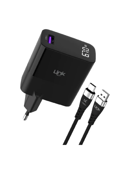 Link Tech G860 Premium USB-A'dan Tip-C'ye Kablolu 67W Süper SI GaN Adaptörü - 3