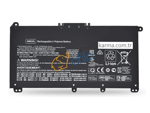 Hp Pavilion 17-CP0010NR, 17-CP0013DX Notebook Bataryası, Laptop Pili ürün görseli