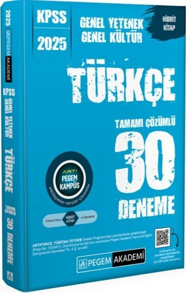 2025 KPSS Genel Yetenek Genel Kültür Türkçe 30 Deneme Pegem Akademi