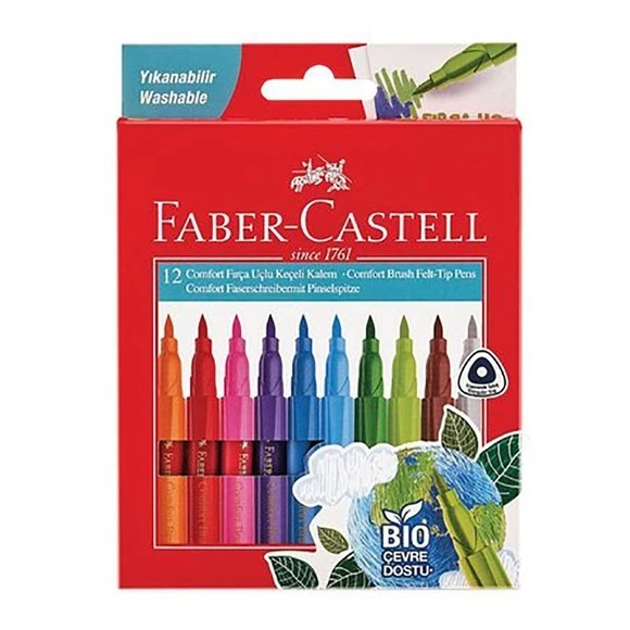 Faber Castell Comfort Keçeli Kalem Fırça Uçlu 12'li