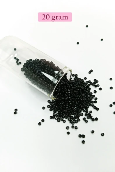 Dökme Cam Kum Boncuk (11/0) 2 mm - 20 Gram -  Siyah - BNC010 - 1