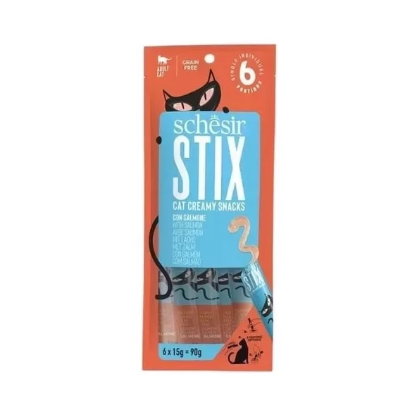 Schesir Cat Stick Somonlu Sıvı Kedi Ödül Maması 6 Adet 15 Gr