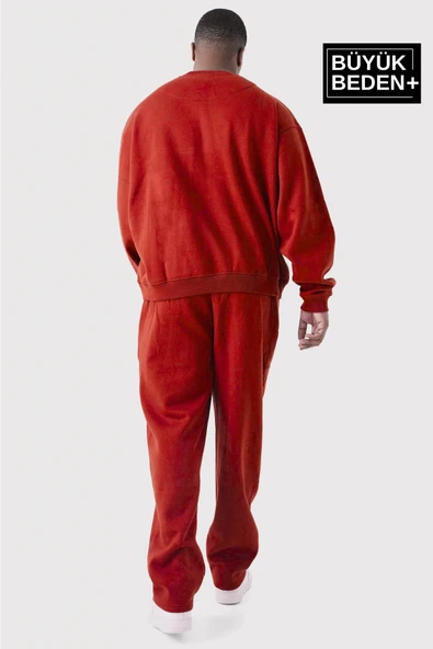 Erkek El Yazılı Brooklyn Baskılı Büyük Beden İnce Bisiklet Yaka Swatshırt SPR25BSW59 - 9