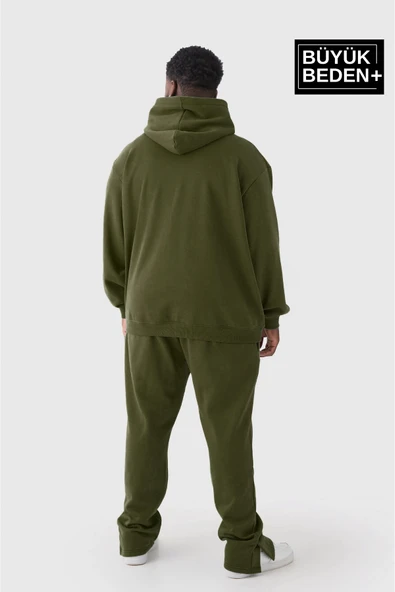 Erkek El Yazılı Brooklyn Baskılı Büyük Beden İnce Kapşonlu Swatshırt SPR25BSW58 - 8