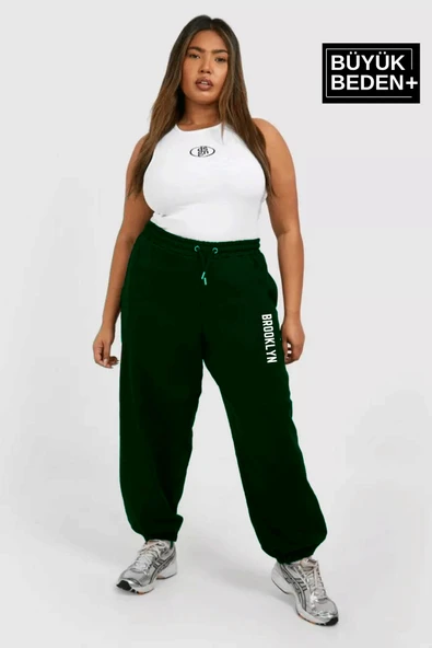 Kadın Büyük Beden Paça Lastikli Brooklyn Baskılı İnce Eşofman Altı SPR25EAK53 - 10