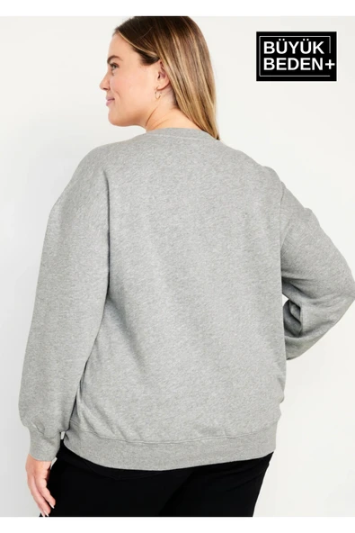 Kadın El Yazılı California Baskılı Büyük Beden İnce Bisiklet Yaka Swatshırt SPR25BSWK63 - 9